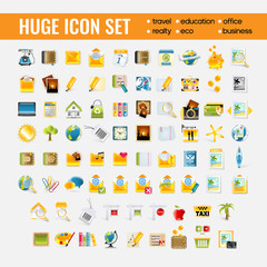 Huge vector icon set. Travel, education, office, eco, business, realty