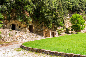 Late May view of the Eremo dei Frati Bianchi or Hermitage of the White Friars of Cupramontana,...