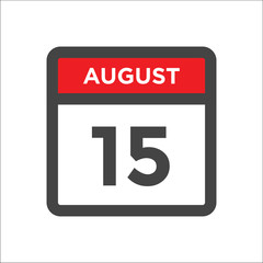 Fototapeta premium August 15 calendar icon with day of month