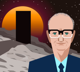 black monolith in moon and science fiction writer
