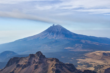 Volcano Popocatepetl erupt, trekking in Iztaccihuatl Popocatepetl National Park, Mexico