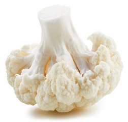 Ripe fresh cauliflower clipping path. Cauliflower isolated on white background.