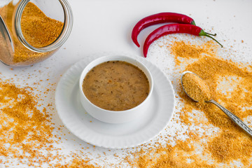 Indispensable soup of winter,a classic Turkish Soup (Tarhana)at most home made and consumed.Prepared for winter in summer and it's dough made with various spices and dried.