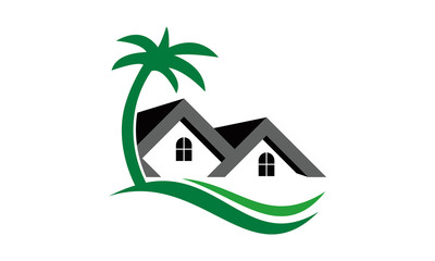 beach villa logo vector