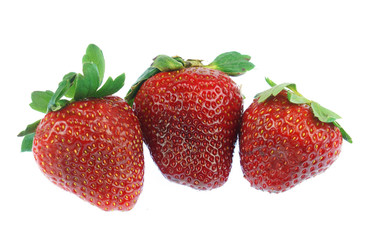fresh strawberries isolated on white background as food background