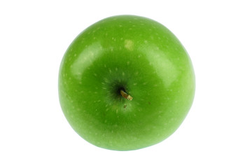 single green apple isolated on white background