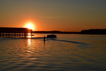 Fototapeta na wymiar sunset boat ride