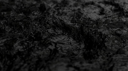 Abstract 3d rendering geometric surface, black minimal texture with waves and noise. Modern background design