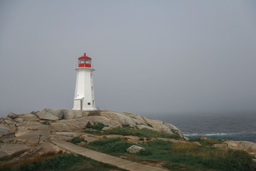 Peggy's cove on a foggy day