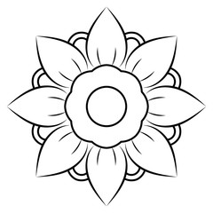 Circle flower of mandala with vintage floral style, Vector mandala Oriental pattern, Hand drawn decorative element. Unique design with petal flower. Concept relax and meditation use for page logo book