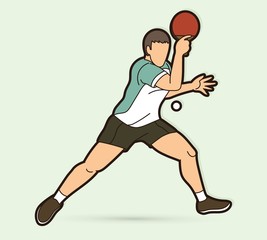 Ping Pong player, Table tennis action cartoon graphic vector