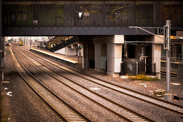 Fototapeta na wymiar Train station empty, railway, subway, bus, transport