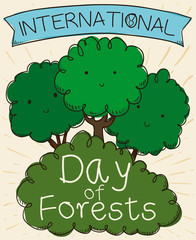 Tree Friends Promoting International Day of Forests, Vector Illustration
