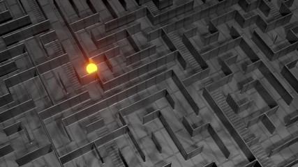 3D Visualization of a sphere finding its way in a labyrinth