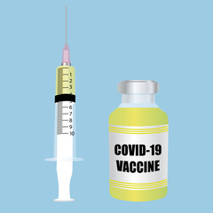 Covid-19 Coronavirus Vaccine with syringe; Illustration.