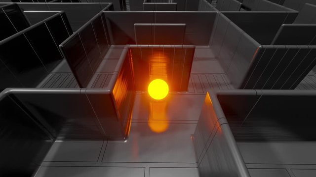 3D Visualization of a sphere finding its way in a labyrinth