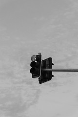 Traffic light on background of blue sky