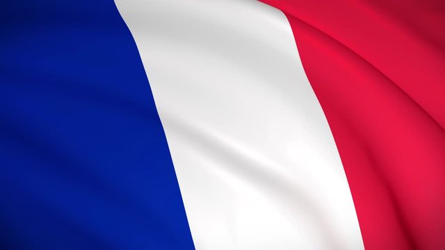 France national flag - 4K seamless loop animation of the French flag. Highly detailed realistic 3D rendering
