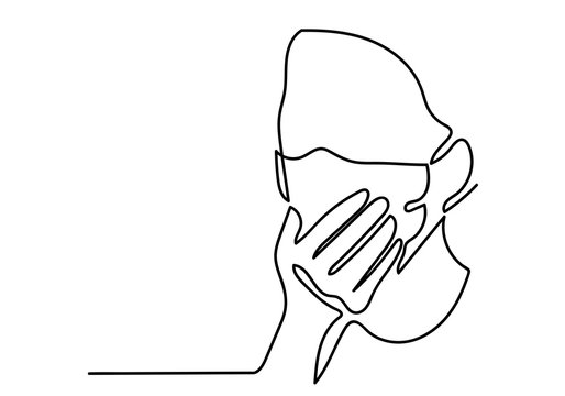 recommend clip art: One continuous line drawing  medical face mask. Concept of coronavirus.