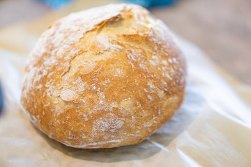 artisan bread loaf in cast iron