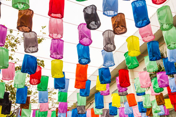 Colorful unfounded in the sky, Street decoration for colorful background.