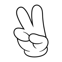 Cartoon Peace Hand Sign Illustration