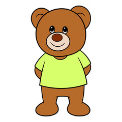 Cartoon Teddy Bear Wearing A Blank Shirt