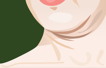 Fat woman with double chin vector illustration