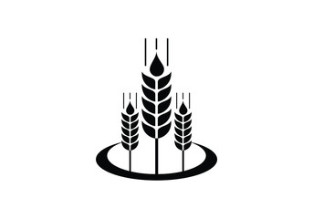 Wheat Ears Icon and Logo. For Identity Style of Natural Product Company and Farm Company. Agricultural symbols isolated on white background.