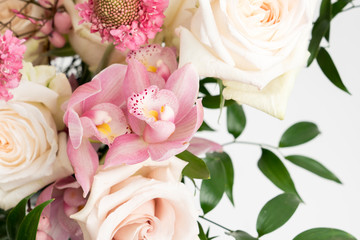 Pink bridal bouquet flower background