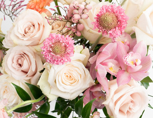 beautiful fresh rose floral flat lay floral background