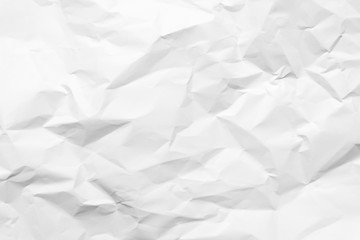 White crumpled paper texture background. Clean white paper. Top view.