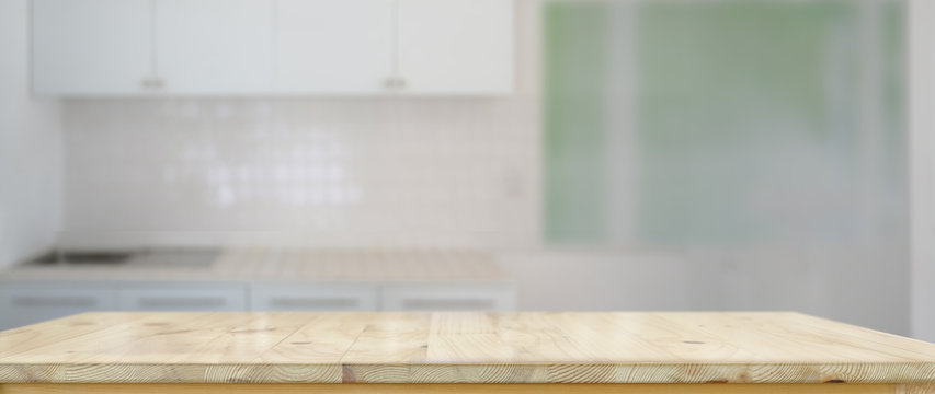 Close Up View Of Empty Counter In Kitchen Room