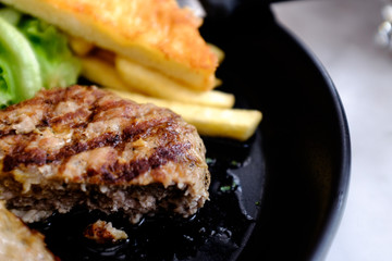 grilled steak with french fries