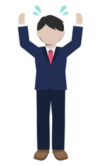 両手を上げる男子学生・若手サラリーマンのイラスト