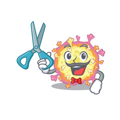 Cool Barber coronaviridae virus mascot design style