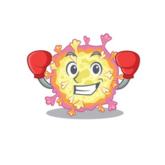 A sporty coronaviridae virus boxing mascot design style