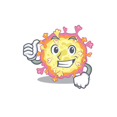 Cool coronaviridae virus cartoon design style making Thumbs up gesture