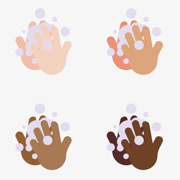 hand wash vector with skin tone, icon flat design
