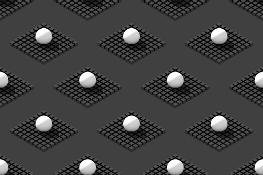 Abstract science seamless pattern in minimal black style. 3d illustration © MakZin