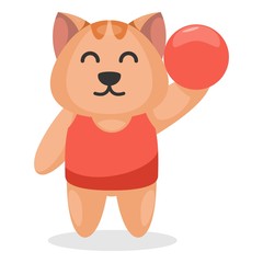 cute cat play ball mascot cartoon