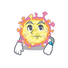 Coronaviridae virus on waiting gesture mascot design style