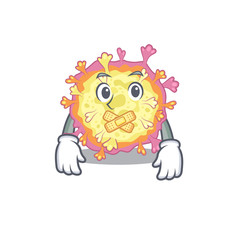 Coronaviridae virus mascot cartoon character design with silent gesture