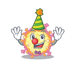 Cute and Funny Clown coronaviridae virus cartoon character mascot style