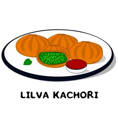 Lilva Kachori indian Gujarati Food Vector