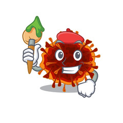Talented delta coronavirus Artist cartoon character with brush