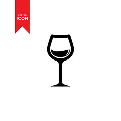 Wine glass icon vector. Wine glass logo illustration. Flat design style on white background.