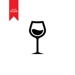 Wine glass icon vector. Wine glass logo illustration. Flat design style on white background.