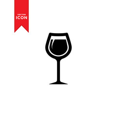 Wine glass icon vector. Wine glass logo illustration. Flat design style on white background.