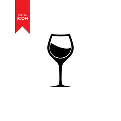 Wine glass icon vector. Wine glass logo illustration. Flat design style on white background.